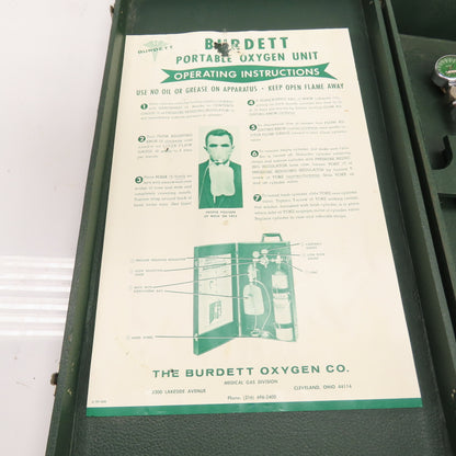 Burdett Vintage Portable Oxygen Unit Cylinder & Case