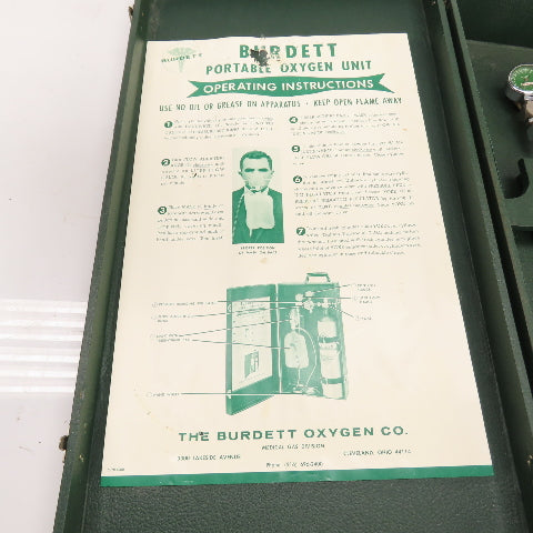 Burdett Vintage Portable Oxygen Unit Cylinder & Case