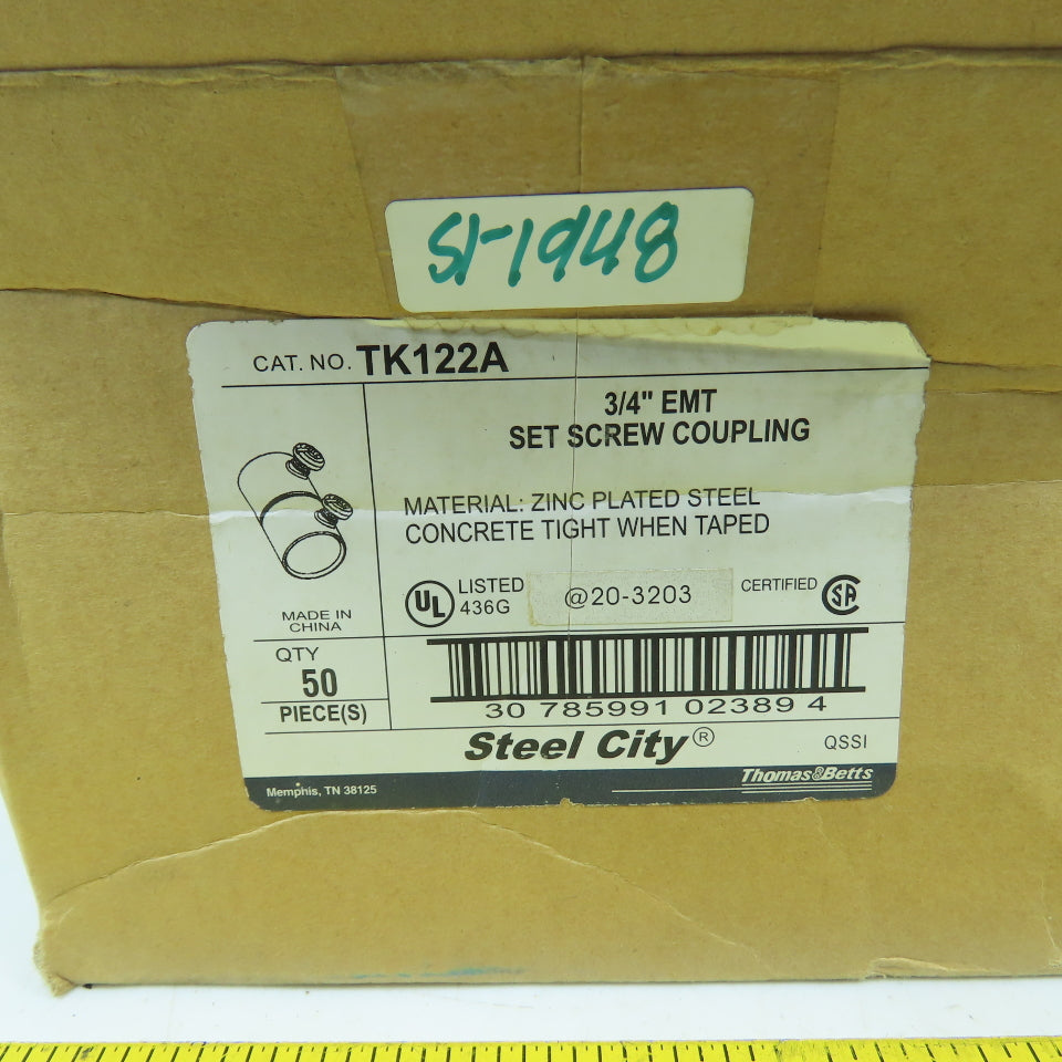 Thomas Betts TK122A 3/4" EMT Zinc Plated Set Screw Couplings Lot Of 100
