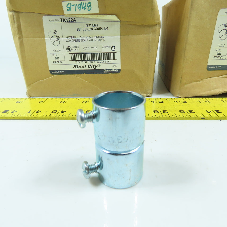 Thomas Betts TK122A 3/4" EMT Zinc Plated Set Screw Couplings Lot Of 100
