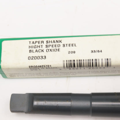 Precision Twist Drill 33/64" HSS Drill Bit Morse Taper 2 MT2 Shank 8-1/2" OAL
