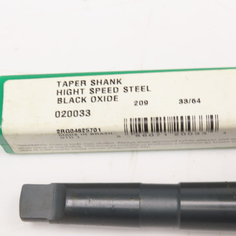 Precision Twist Drill 33/64" HSS Drill Bit Morse Taper 2 MT2 Shank 8-1/2" OAL