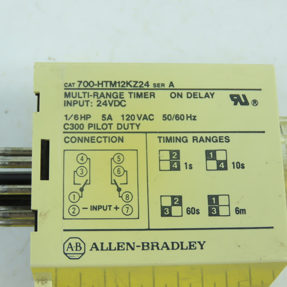 Allen Bradley 700-HTM12KZ24 Ser A Multi-Range Timer ON Delay 24VDC 5A 120VAC
