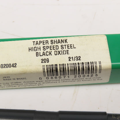 Precision Twist Drill 21/32" HSS Drill Bit Morse Taper 2 MT2 Shank 9" OAL