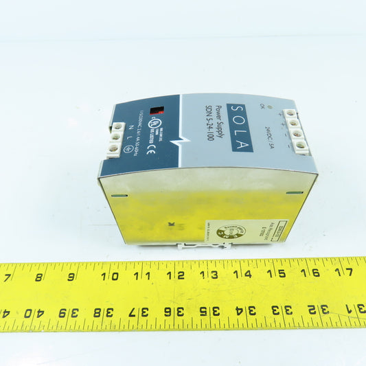 Sola SDN 5-24-100 24V DC 5A Rail Mount Power Supply 115/230VAC Input 1PH