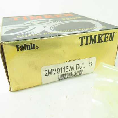 Timken Fafnir 2MM9116WI DUL Super Precision Ball Bearing 80mm x 125mm Set Of 2
