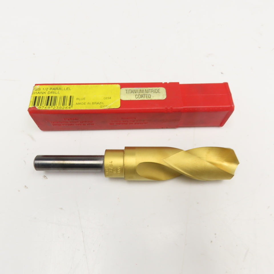 Dormer A170 1-3/64" HSS Drill Bit 1/2" Shank TiN Coated 6-1/4" OAL