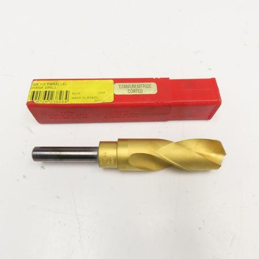 Dormer A170 1-3/64" HSS Drill Bit 1/2" Shank TiN Coated 6-1/4" OAL