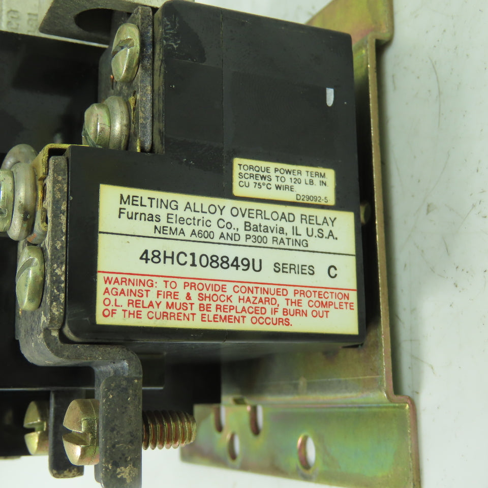 Furnas 48HC108849U Series C Melting Alloy Overload Relay 3-Pole H-46 Heaters
