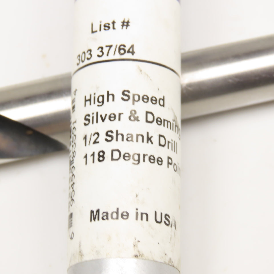 Republic 303 37/64" Drill Bit 1/2" S&D Shank 6-1/4" OAL