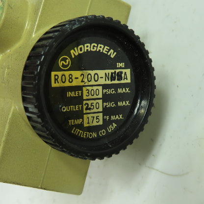 Norgren R08-200-NNSA Pneumatic Regulator 300PSIG Inlet 250PSIG Outlet 1/4" NPT