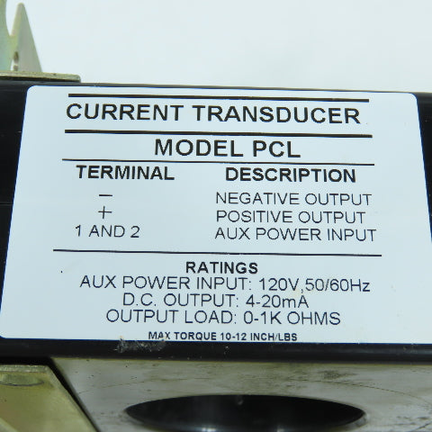 Instrument Transformers PCL 400 Current Transducer Pri 120V Sec 4-20mA DC
