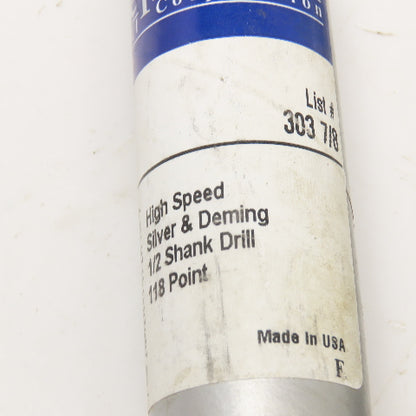 Republic 7/8" Drill Bit 1/2" S&D Shank 6-1/4" OAL USA
