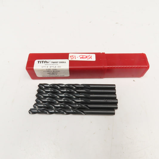 Titan 19/64" 2 Flute Twist Drill Jobber 4-1/2" OAL Lot Of 6