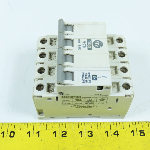 Allen Bradley 1492-CB3 Ser B 3-Pole 0.5A Circuit Breaker W/ 1492-ACB Shunt Trip
