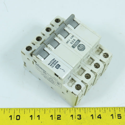 Allen Bradley 1492-CB3 Ser B 3-Pole 0.5A Circuit Breaker W/ 1492-ACB Shunt Trip