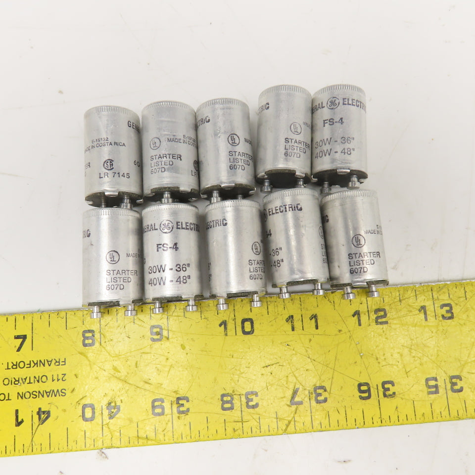 General Electric FS4 Fluorescent Lamp Starter 30W-36", 40W-48" NOS Lot Of 10