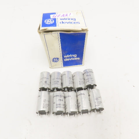 General Electric FS4 Fluorescent Lamp Starter 30W-36", 40W-48" NOS Lot Of 10