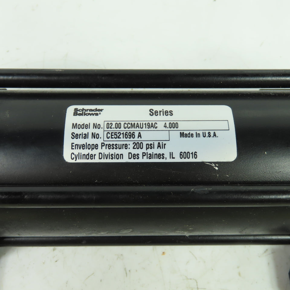 Scrader Bellows 02.00 CCMAU19AC 4.000 Double Acting Hydraulic Cylinder 4" Stroke