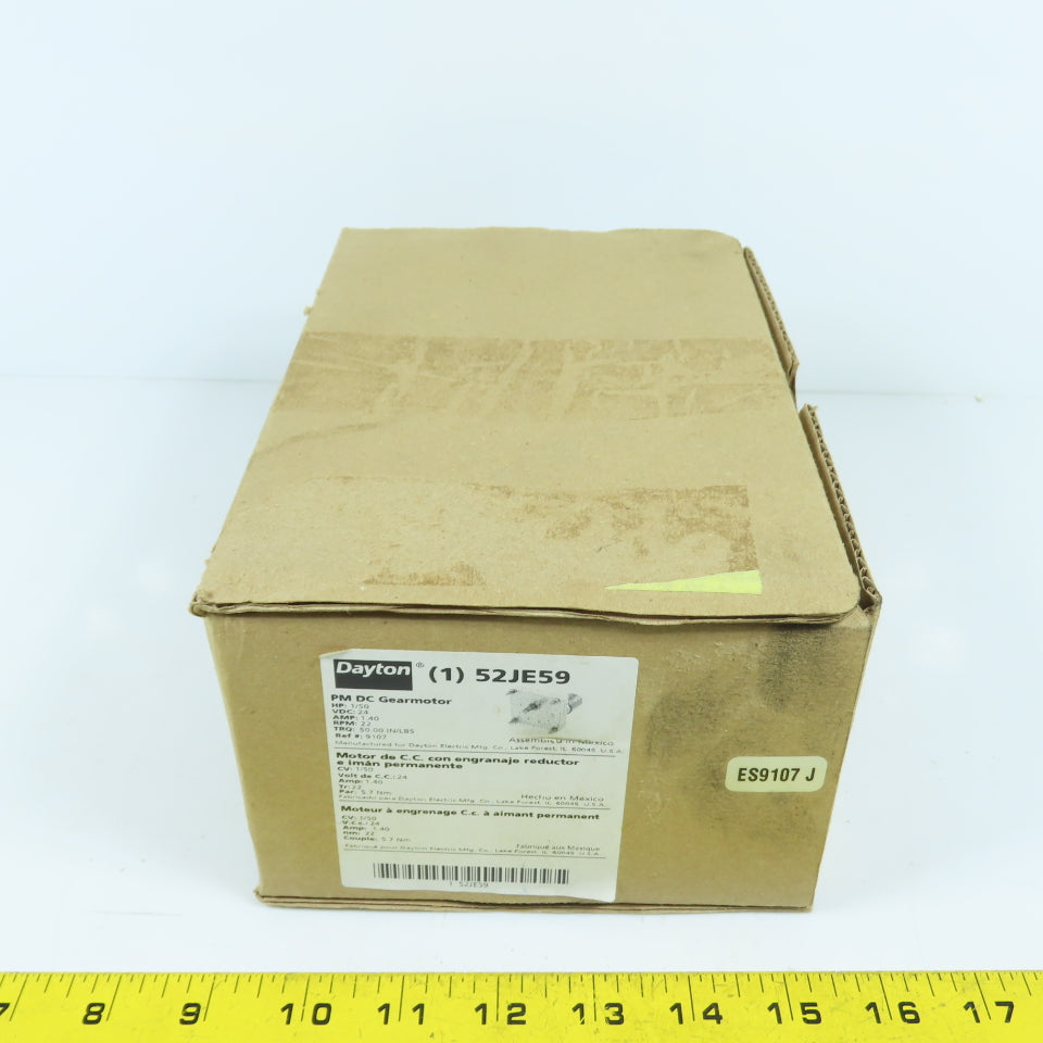 Dayton 52JE59 1/50HP PM DC Gearmotor 24VDC 22RPM 5/16" Shaft
