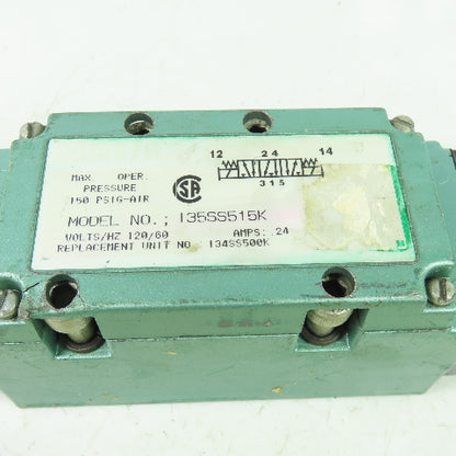 Numatics I35SS515K Pneumatic Solenoid Valve 150PSI 120V Coil I34SS500K Rep.