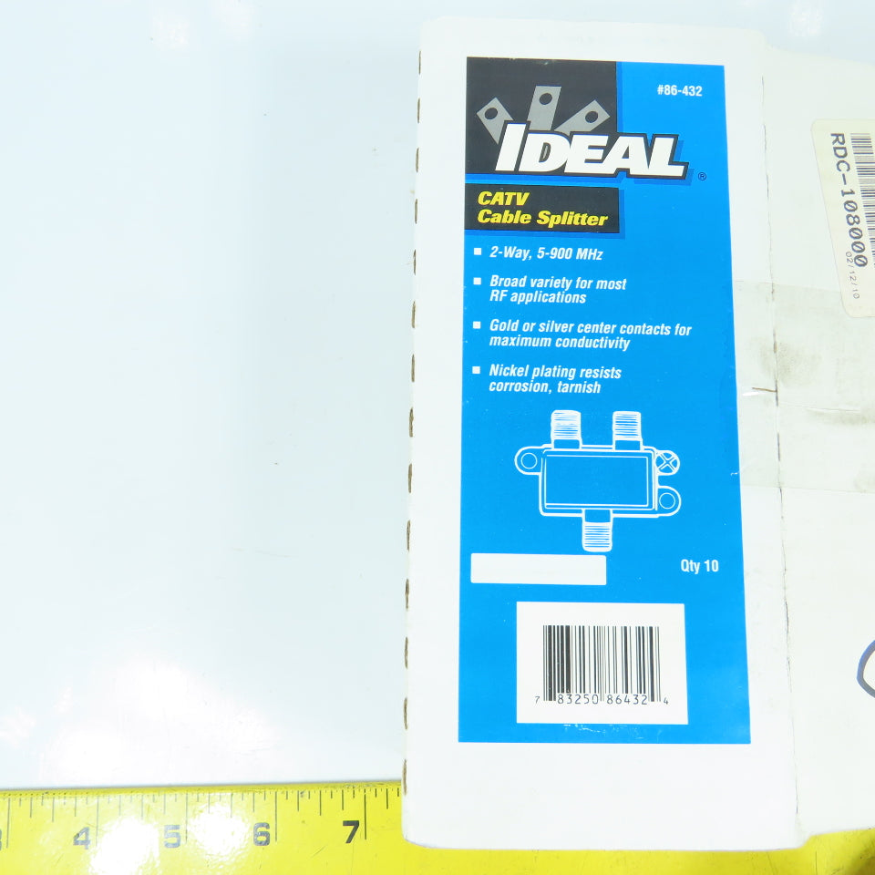Ideal 86-432 2-Way CATV Cable Splitter 5-900MHz Box Of 10