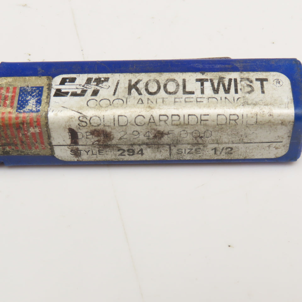 CJT Kooltwist Style 294 1/2" Solid Carbide Coolant Thru Straight 2 Flute Drill
