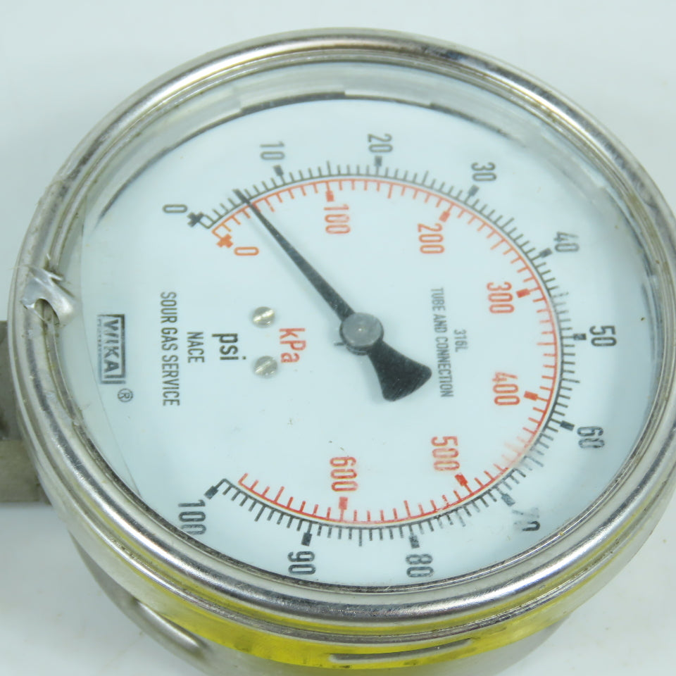 Wika 4" 0-100PSI NACE Sour Gas Service Pressure Gauge 0-600KPa