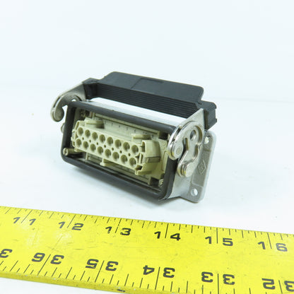 Harting PC-GF-20 600V 16-Pin Female Receptacle W/ Hood & Latch