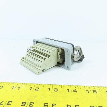 Harting PC-GF-20 600V 16-Pin Female Receptacle W/ Hood & Latch