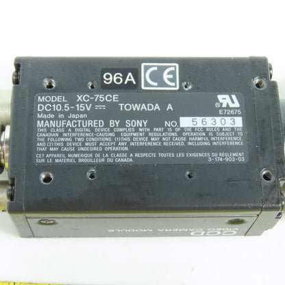 Sony XC-75CE CCD Video Camera Module W/ Cosmicar Television Lens 25mm 1:1.8