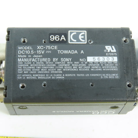 Sony XC-75CE CCD Video Camera Module W/ Cosmicar Television Lens 25mm 1:1.8