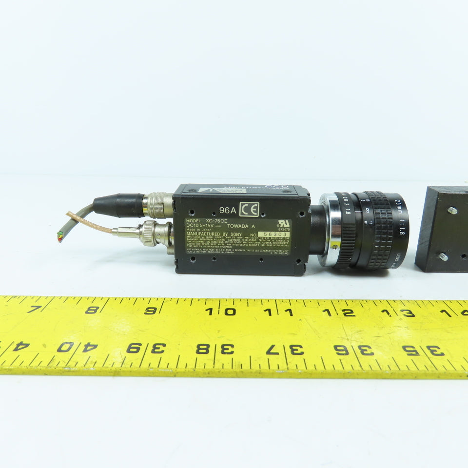 Sony XC-75CE CCD Video Camera Module W/ Cosmicar Television Lens 25mm 1:1.8