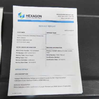 Hexagon Romer RA-7530 Absolute Portable Measuring Arm 6-Axis And Accessories