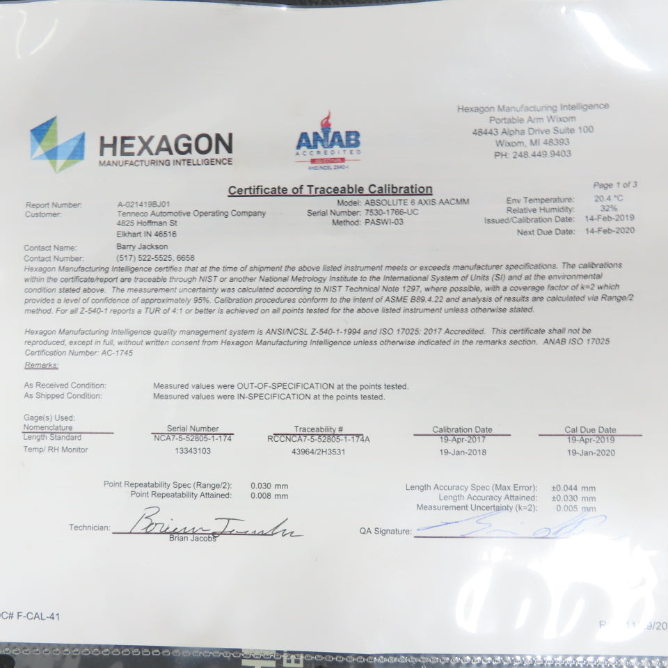 Hexagon Romer RA-7530 Absolute Portable Measuring Arm 6-Axis And Accessories
