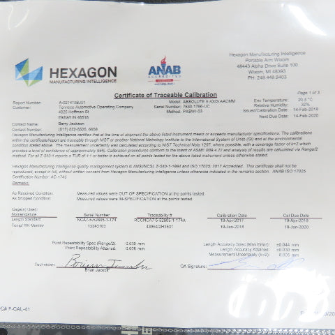 Hexagon Romer RA-7530 Absolute Portable Measuring Arm 6-Axis And Accessories