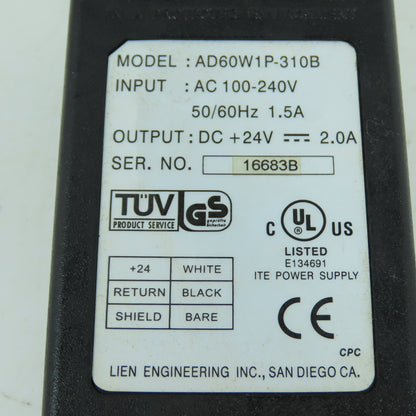 Microscan 97-100004-15 24VDC 2.0A 10' Power Supply Cord Assembly 100-240V Input