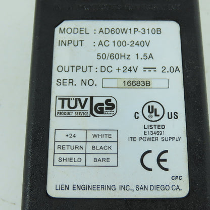 Microscan 97-100004-15 24VDC 2.0A 10' Power Supply Cord Assembly 100-240V Input