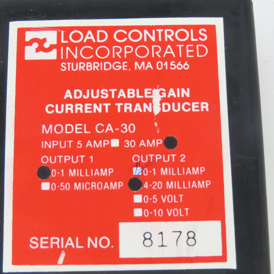 Load Controls Inc. CA-30 30A 0.1mA Input 4-20mA Adjustable Gain Transducer