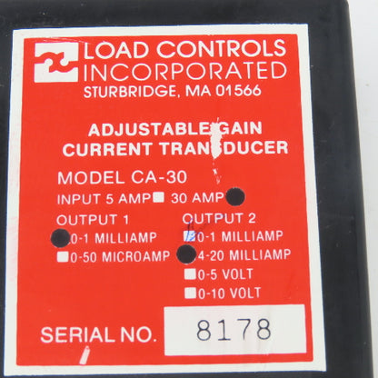 Load Controls Inc. CA-30 30A 0.1mA Input 4-20mA Adjustable Gain Transducer