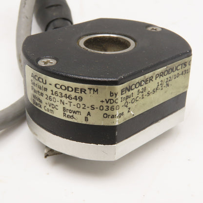Encoder Products 260-N-T-02-S-0360-Q-OC-1-S-SF-1-N Accu Coder Encoder