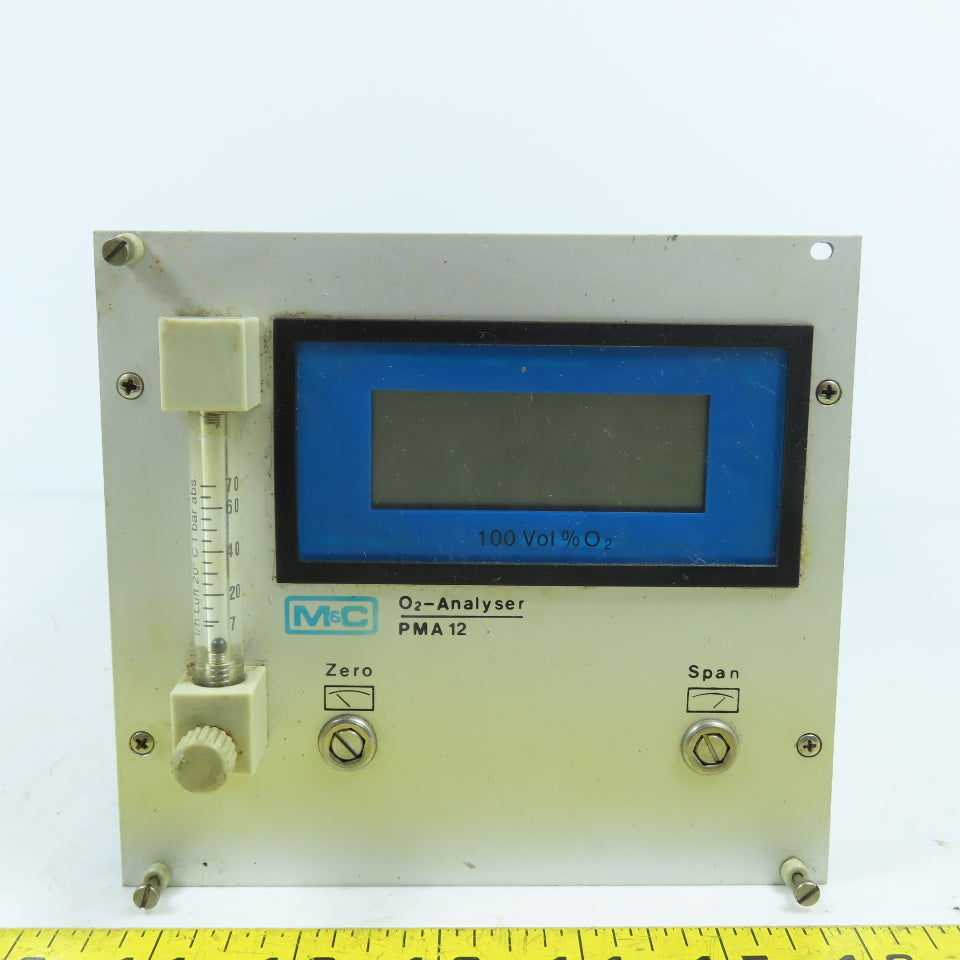 M & C Oxygen O2 Analyser PMA 12 115VAC 60HZ 3.5VA (No Cover) Sold for parts