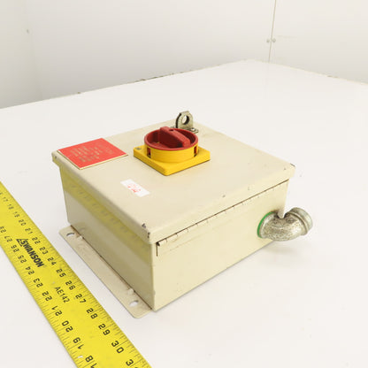 Allen Bradley 194L-E25 25A 600V Disconnect Switch W/ 8x8 x 4" Box & Fuse Holders