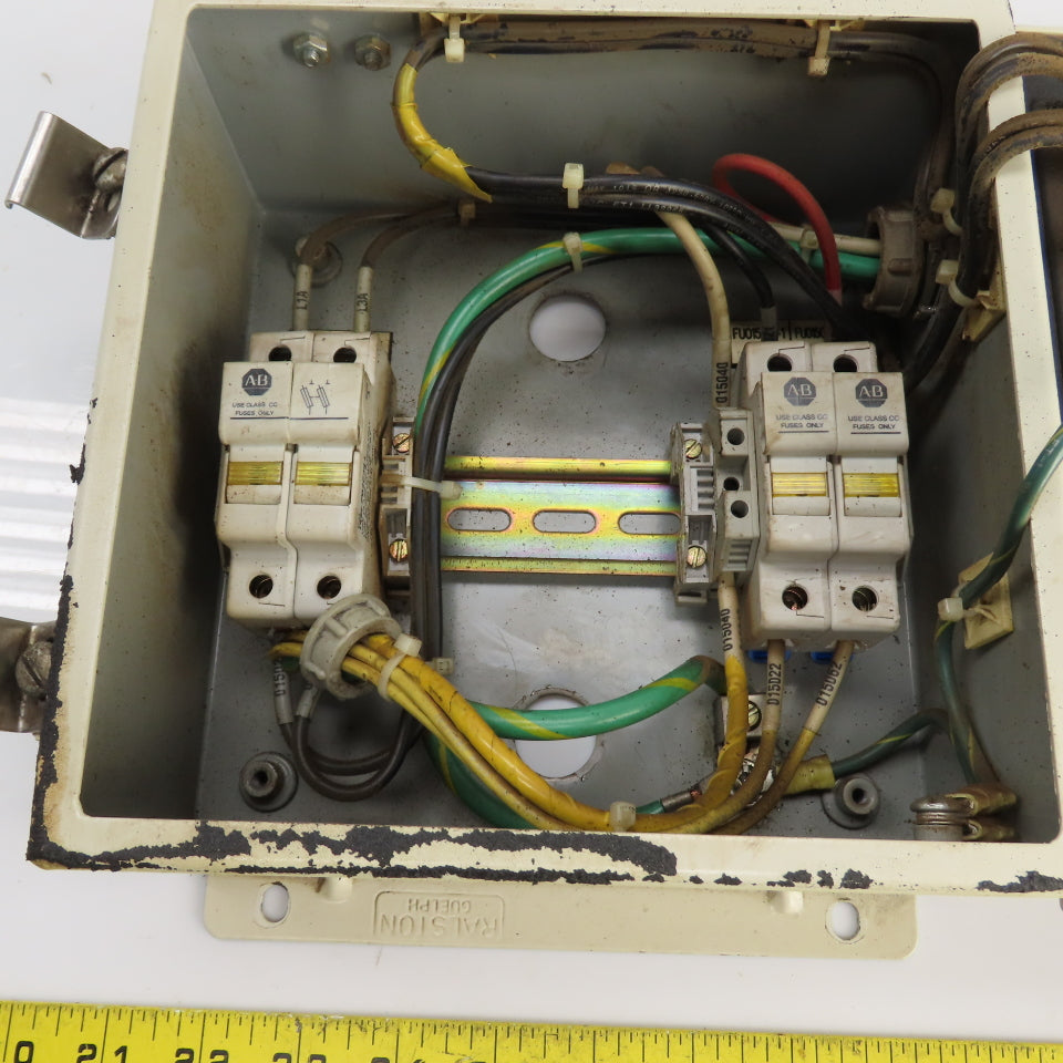 Allen Bradley 194L-E25 25A 600V Disconnect Switch W/ 8x8 x 4" Box & Fuse Holders