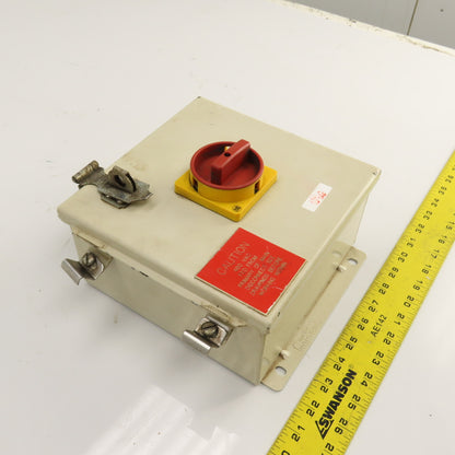 Allen Bradley 194L-E25 25A 600V Disconnect Switch W/ 8x8 x 4" Box & Fuse Holders