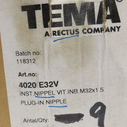 Tema 420 E32V M32 x 1.5 Metric Hydraulic Plug In Nipple