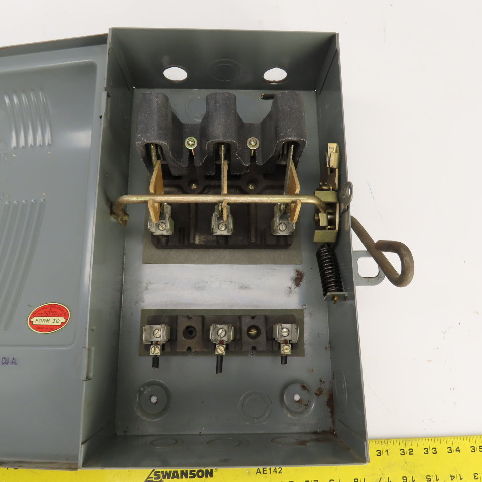Westinghouse CAF-361 30A Fusible Heavy Duty Safety Disconnect Switch 600VAC 3P