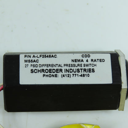 Schroeder A-LF-2548AC MS5AC Differential Pressure Switch 27PSID Nema 4