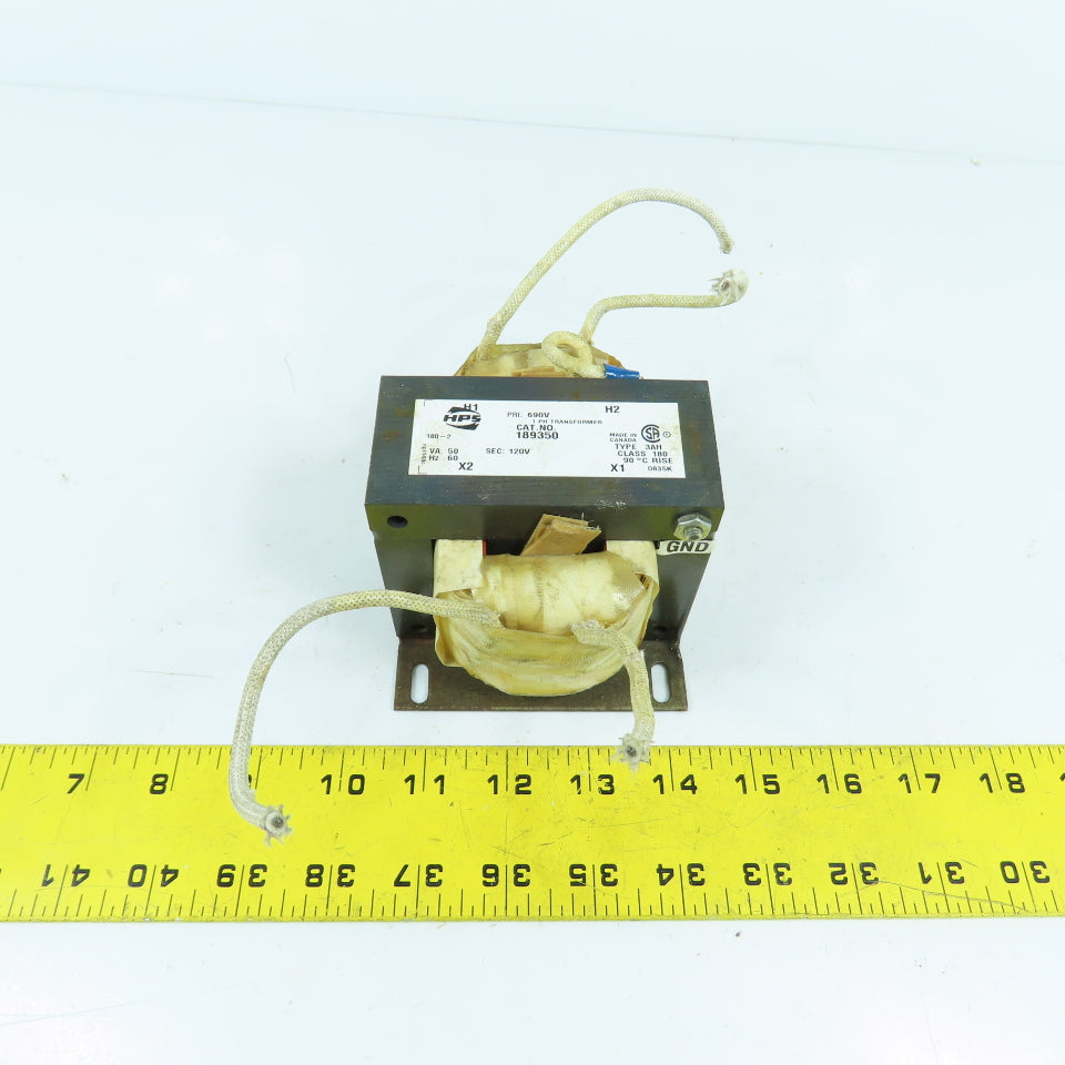 HPS 189350 50VA Single Phase Transformer Pri 690V Sec 120V 60HZ Class 180