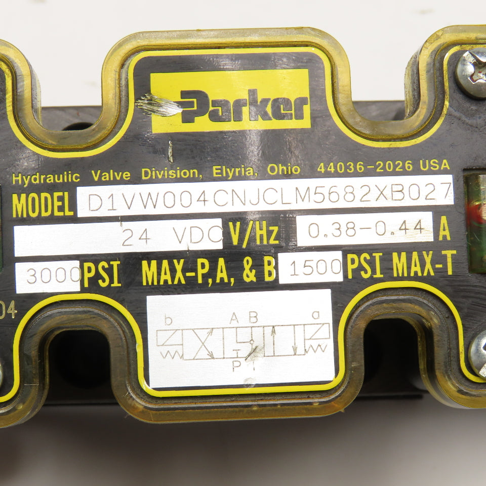 Parker D1VW004CNJCLM5682XB027 4/3 Position Float Center Hydraulic Valve 24VDC